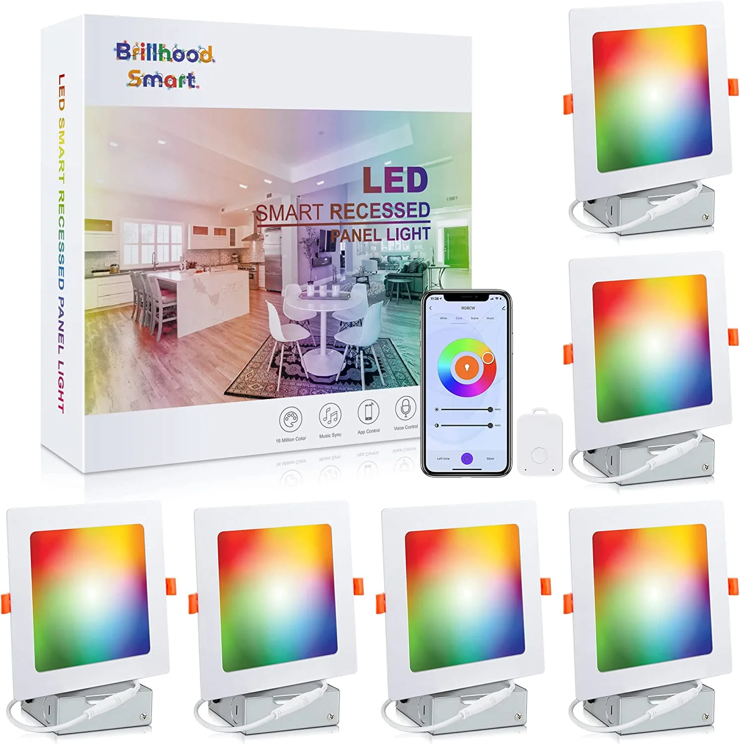 Brillihood Square Color Changing Slim LED Recessed Light